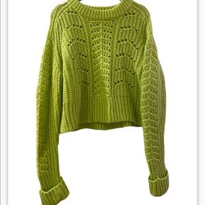 lime green topshop sweater.